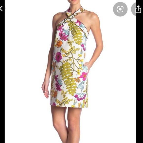 Trina Turk Aptos Halter Neck Floral Print Shift Dress White Multicolor Size 10 - Picture 10 of 10